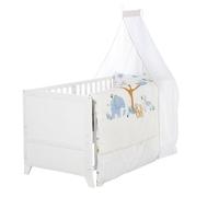 Ensemble De Lit Bébé 'savanna Friends' Avec Équipement Complet Blanc / Beige 70X140