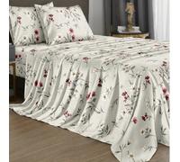 Ensemble de literie 4 pièces motif floral noir & blanc, comprend 1 drap-housse, 1 drap plat et 2 taies d'oreiller, inserts d'oreiller non inclus. Ensemble de drap-housse, tailles disponibles : King, Q