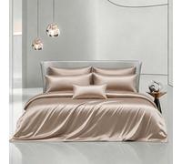 Ensemble de literie de luxe en satin 3 pièces, tissu soyeux léger et respirant pour un sommeil confortable. Design minimaliste et élégant avec fermeture éclair et liens aux coins intérieurs. Disponibl