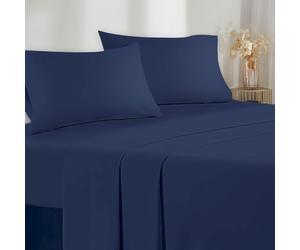 Ensemble de literie en microfibre bleu, 3 pièces, 120 x 190/200 cm, comprenant une housse de couette, un drap-housse et une taie d'oreiller