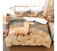 Ensemble de literie Enfant Cheval Brun 90x190, Microfibre, 3 Pièces, Duvet et 2 Oreillers, Twin