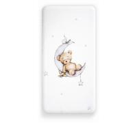Ensemble de literie pour bébé Interbaby, 2 pièces : housse de lit + bordure de lit, motifs ours et lune, en toile de coton gris