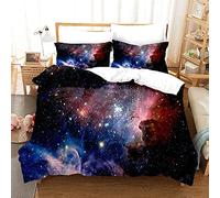 Ensemble de Literie Universe Enfant Adulte Super Doux Zipper Housse de Couette Galaxy Planet Nebula Meteor Motif Polyester Confortable Parure de Lit et Taie d'oreiller (Couleur 2, 140_x_200_cm)
