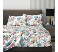 Ensemble de literie vintage à motif de pivoine de jardin 4 pièces comprenant 1 drap-housse, 1 drap plat et 2 taies d'oreiller, inserts d'oreiller non inclus. Ensemble de drap-housse, tailles disponibl