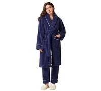 Ensemble de maison 2 pièces pour femme - Chemise de nuit et pantalon en polaire - Peignoir de chambre - Pantalon de pyjama - Robe de maison avec ceinture - Vêtement de nuit chaud et douillet - Manteau