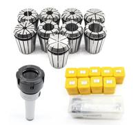 Ensemble de mandrins ER32 - Collet MT3 M12 - 9 pièces, de 2 à 20 mm - Pour fraises - Acier à ressort, métal - 40 x 33 mm - Jaune