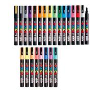 Ensemble de marqueurs à peinture Posca, stylo de marquage couleur affiche Mitsubishi à pointe fine, 24 couleurs, 17 standard et 7 naturels, importé du Japon