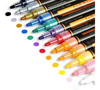 Ensemble De Marqueurs De Peinture Acrylique, Stylos De Peinture Permanents Pour Plastique, Verre, Céramique, Bois, Tissu, Caoutchouc, Roche Et Toute Surface, 12 Pièces
