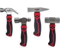 Ensemble de marteaux comprenant : marteau à tête ronde, marteau à griffes, maillet, marteau de forgeron, acier/caoutchouc