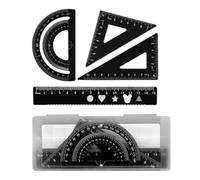 Ensemble de mathématiques de géométrie, règle en métal, rapporteur, Triangle de dessin pour, apprentissage en classe, 4 pièces