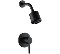 Ensemble de mélangeur de système de Robinet de Douche, Laiton Mat Noir/Chrome, Robinet de Salle de Bain, Ensemble de vannes d'eau Chaude et Froide, kit de mélangeur de Douche à 3 Voies, Chrome