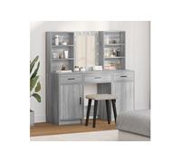 Ensemble de meuble de coiffeuse 3 pièces Bois d ingénierie gris Sonoma