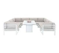 Ensemble de Meuble de Jardin Aluminum Blanc Modulaire 9 Pcs Canapé Table Foyer Blanc G