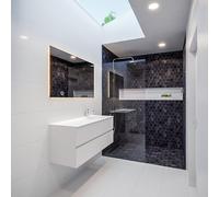 ENSEMBLE DE MEUBLE MONDIAZ VICA - 120cm - 2 tiroirs - lavabo Cloud à droite - 1 trou de robinet - solid surface talc PC75341078