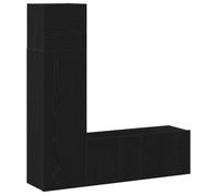 Ensemble de meuble TV Multi-rangements - 3 pièces en chêne noir en bois d'ingénierie armoire multimédia/Buffet Salon Aspect