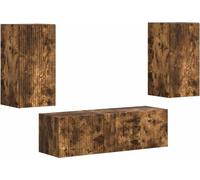 Ensemble de meuble TV mural 4 pcs Chêne fumé Bois d'ingénierie