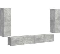 Ensemble de meuble TV mural 4 pcs Gris béton Bois d'ingénierie