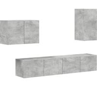 Ensemble de meuble TV mural 4 pcs Gris béton Bois d'ingénierie