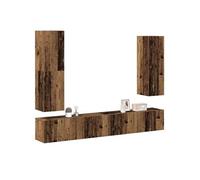 Ensemble de meuble TV mural 4 pcs vieux bois bois d'ingénierie, meuble TV, meuble multimédia, console TV, meuble 3329153