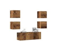 vidaXL Ensemble de meuble TV mural 5 pcs vieux bois bois d'ingénierie, meuble TV, meuble multimédia, console TV, meuble 3329145 Marron G
