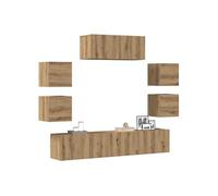 vidaXL Ensemble de meuble TV mural 7 pcs chêne artisanal, meuble TV, meuble multimédia, console TV, meuble hifi, centre de 3329014 Marron G