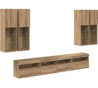 Ensemble de meuble TV mural avec éclairage LED 7 pcs