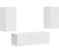 Ensemble de meuble TV mural Montage mural 4 pcs Blanc brillant