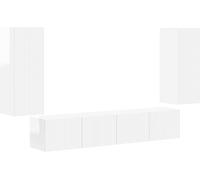 Ensemble de meuble TV mural Montage mural 4 pcs Blanc brillant