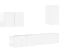 Ensemble de meuble TV mural Montage mural 4 pcs Blanc brillant