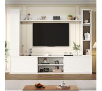 Ensemble de meuble TV mural - Neche - 4 pièces - Vitrines - L180 cm - Blanc - Moderne - Panneaux de particules