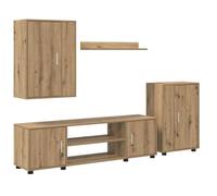 Ensemble de meuble TV mural - vidaXL - Chêne artisanal - Bois d'ingénierie - 140x40x33 cm - 4 pièces - Montage mural