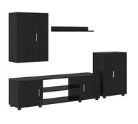 vidaXL – Ensemble meuble TV Chêne noir 140x40x33 cm Bois d'ingénierie 4 pièces Montage mural