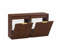 Ensemble de meubles bas avec plan et 2 paniers à linge noyer foncé - FURNIDEA - FLOW - 80 cm - Façades rainurées