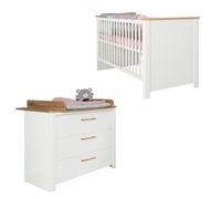 Ensemble de Meubles Bébé Ava ROBA Lit Évolutif + Commode à Langer - Blanc / Bois