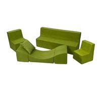Velinda Ensemble de Meubles Chambre Enfant: 2xfauteuil+canapé+Pouf dépliant, Jeu Repos (Couleur: Vert)