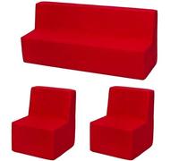 Ensemble de meubles pour chambre d'enfant : 2xfauteuils+canapé rouge
