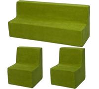 Velinda Ensemble de Meubles Chambre Enfant: 2xfauteuil+canapé, Jeu Confort Repos (Couleur: Vert)