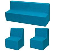 Velinda Ensemble de Meubles Chambre Enfant: 2xfauteuil+canapé, Jeu Confort Repos (Couleur: Bleu)