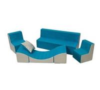 Ensemble de meubles chambre enfant: 2xfauteuil+canapé+pouf bleu-beige Multicolore G