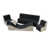 Ensemble de meubles chambre enfant: 2xfauteuil+canapé+pouf dépliant, jeu repos Noir G