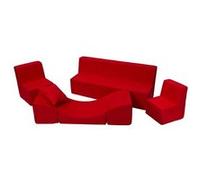 Ensemble de meubles chambre enfant: 2xfauteuil+canapé+pouf rouge Rouge G