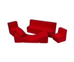Ensemble de meubles chambre enfant: 2xfauteuil+canapé+pouf rouge Rouge G