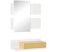 Ensemble de meubles d’entrée - Console et miroir mural - Avec tiroir - Montage mural - 75x4x70 cm - Poids 20 kg - Bois - EUJIGSHOP