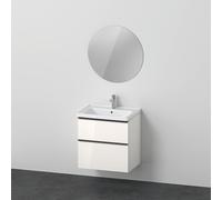 Duravit – Ensemble de meubles D‑Neo DE010902222, lavabo 650 mm, miroir LED rond, blanc brillant