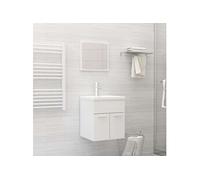 Ensemble de meubles de bain 2 pcs Blanc brillant Aggloméré