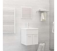 Ensemble de meubles de bain 2 pcs Blanc brillant Aggloméré Blanc G