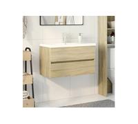 vidaXL Ensemble de meubles de bain 2 pcs céramique et bois d'ingénierie Marron G