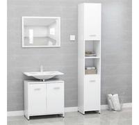 vidaXL Ensemble de meubles de bain 3 pcs – Rangement & organiseur toilette – Blanc bois d'ingénierie