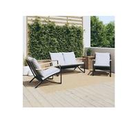 vidaXL Ensemble de meubles de balcon 3 pièces avec coussins Noir Acier
