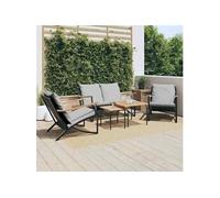 vidaXL Ensemble de meubles de balcon 5 pièces avec coussins Noir Acier